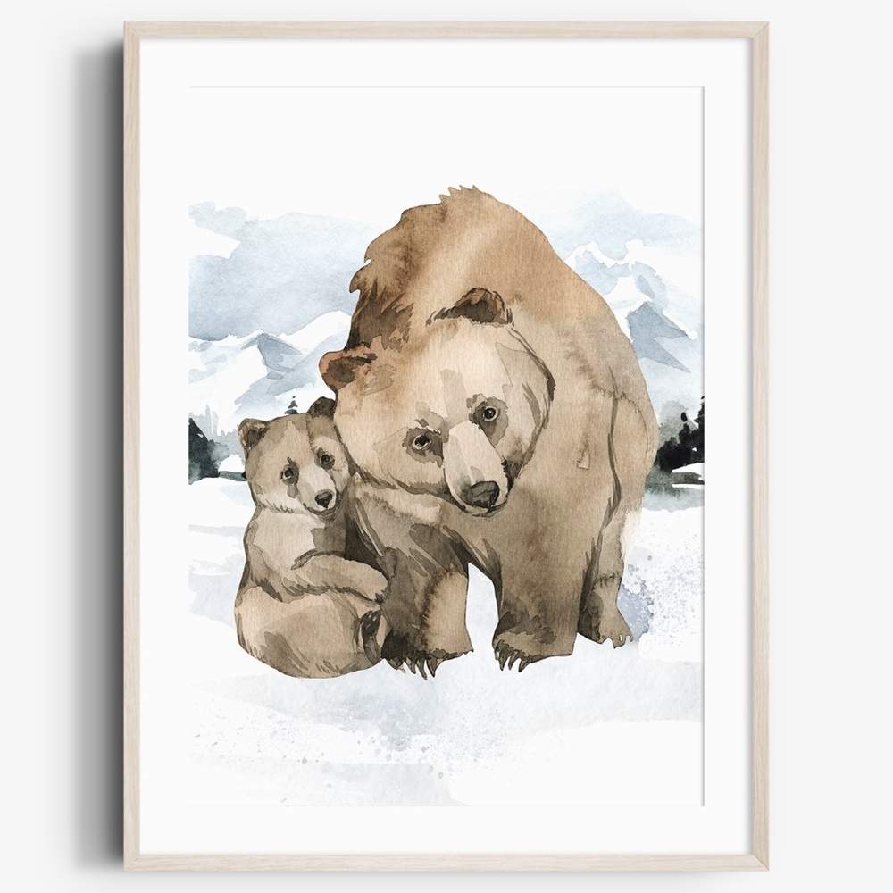 Watercolor Bears Wall Art Illustration Print Poster Card Unframed